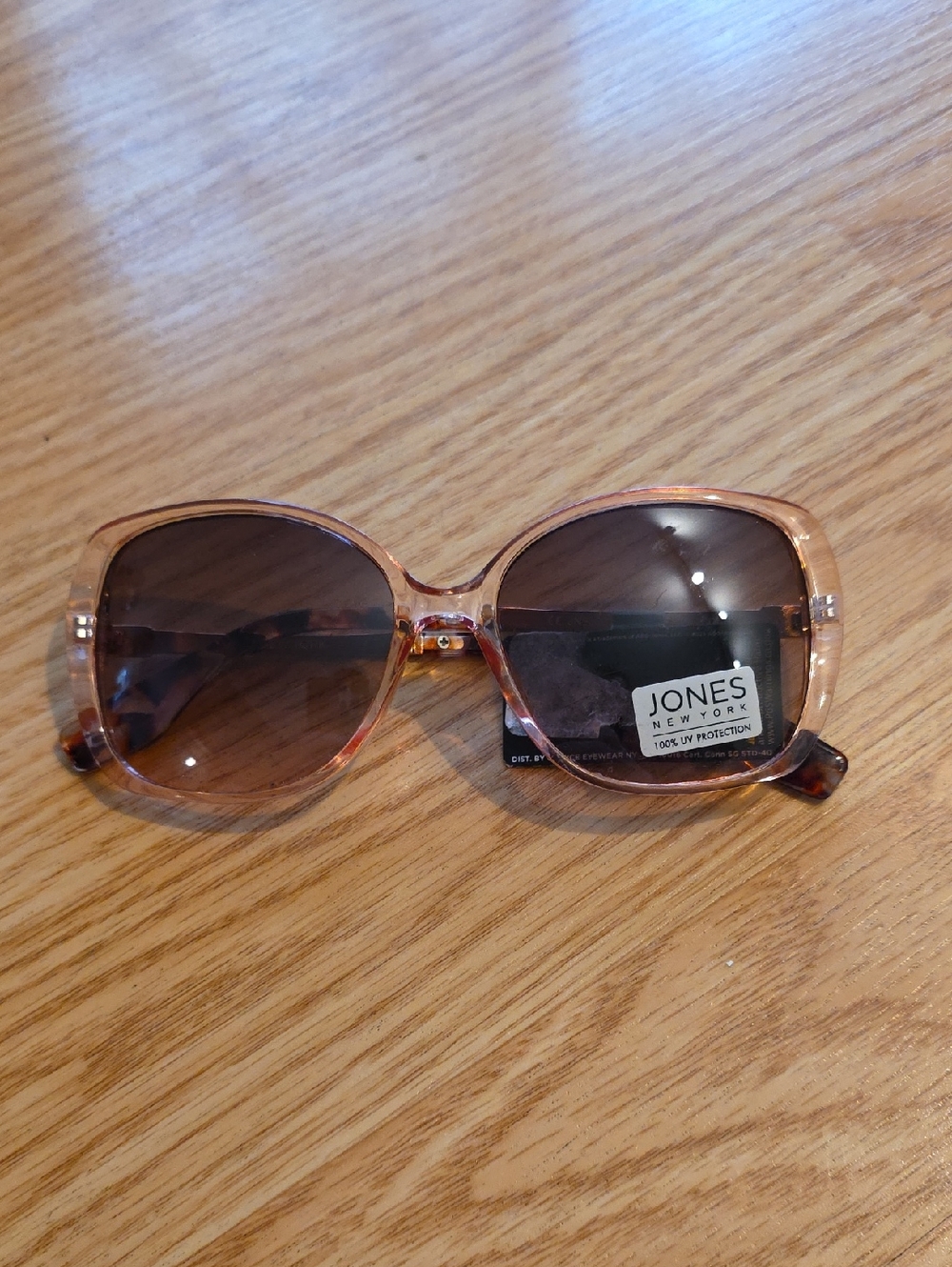 Jones New York Pink Tortoiseshell Frame Sunglasses with Brown Gradient Lenses